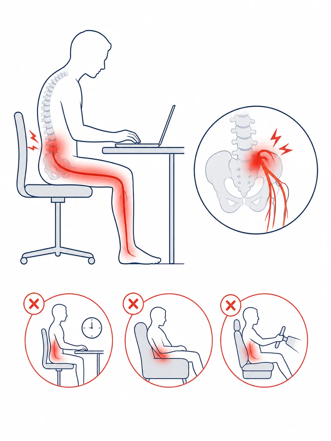 La position assise devient difficile