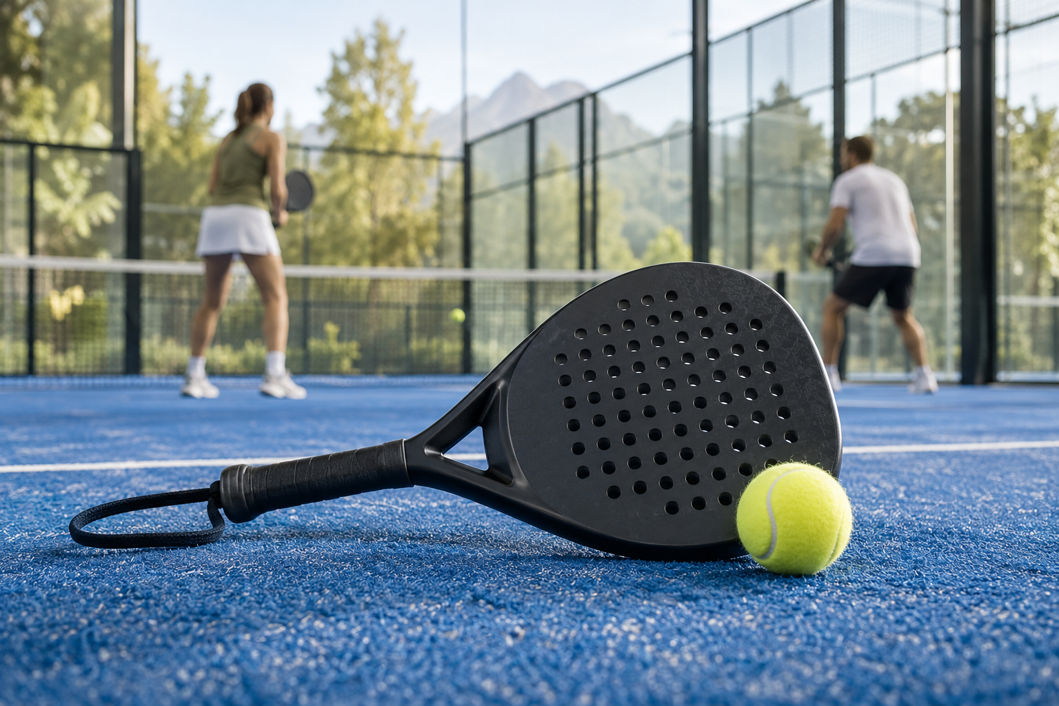 Raquette et balle de padel illustrant les douleurs du coude à Gland