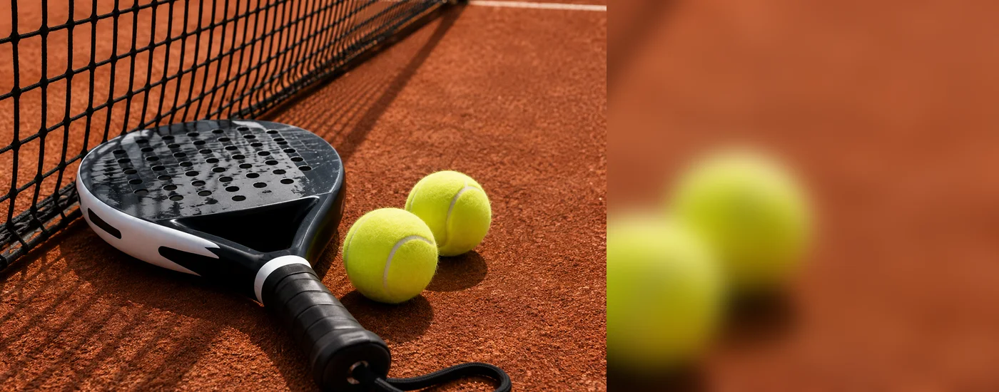 Raquette perforée et balles de padel